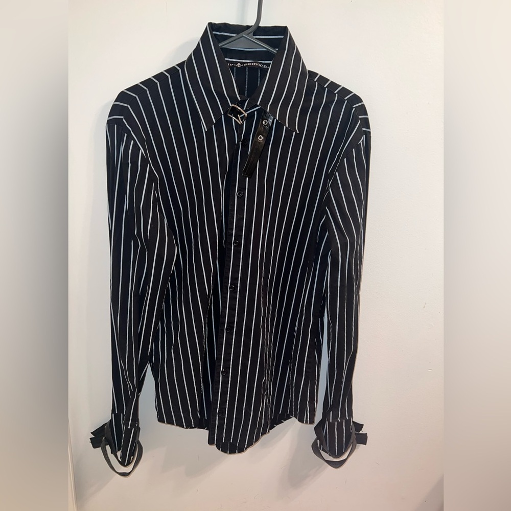 💋💋💋Lip Service Women’s Striped Button Down Long Sleeve Top/Shirt